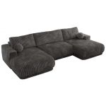 Narożnik RINA U - uniwersalny - szary, sztruks