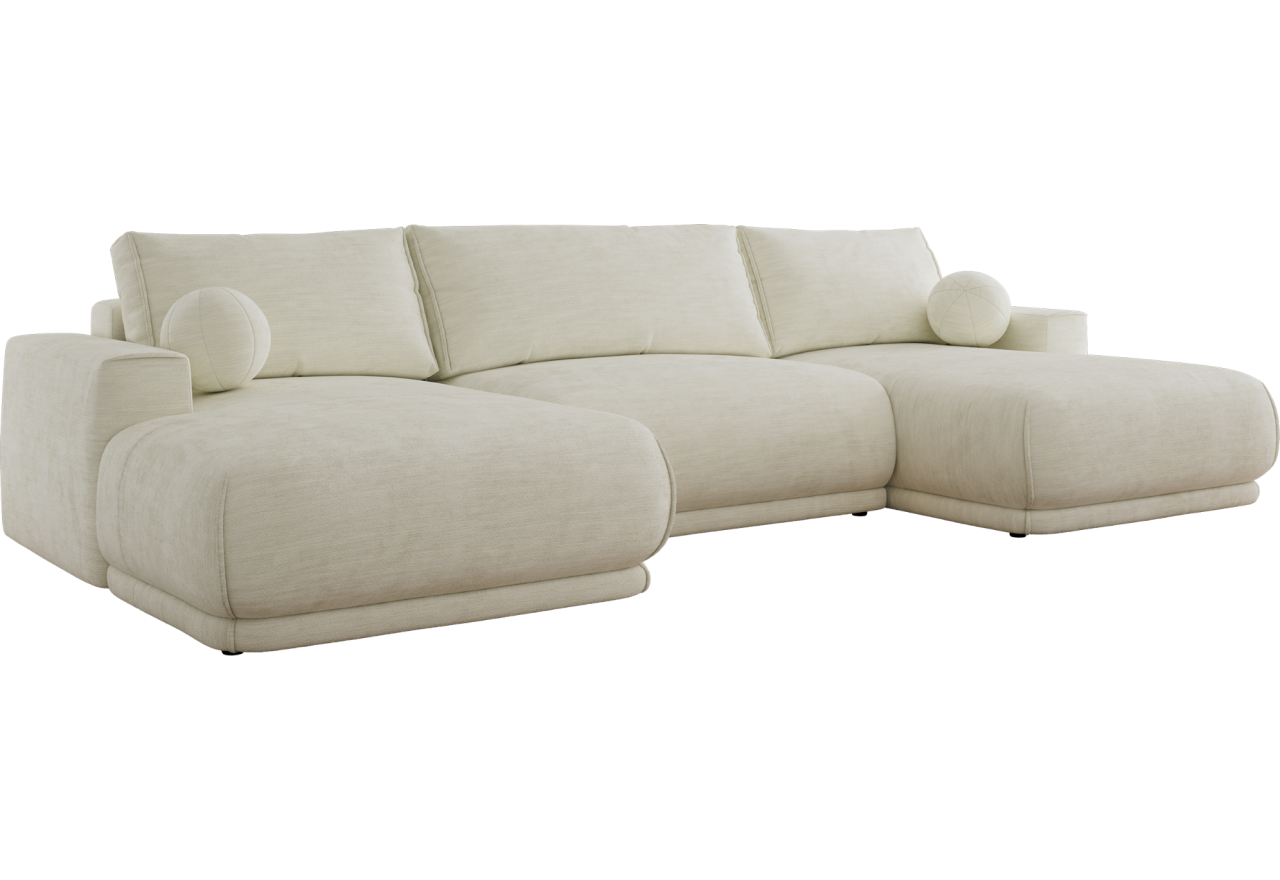 Narożnik RINA U - uniwersalny - kremowy, szenil gładki