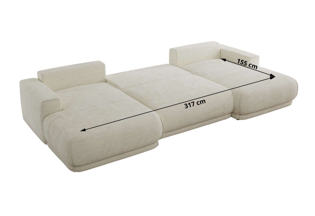 Narożnik RINA U - uniwersalny - kremowy, szenil gładki