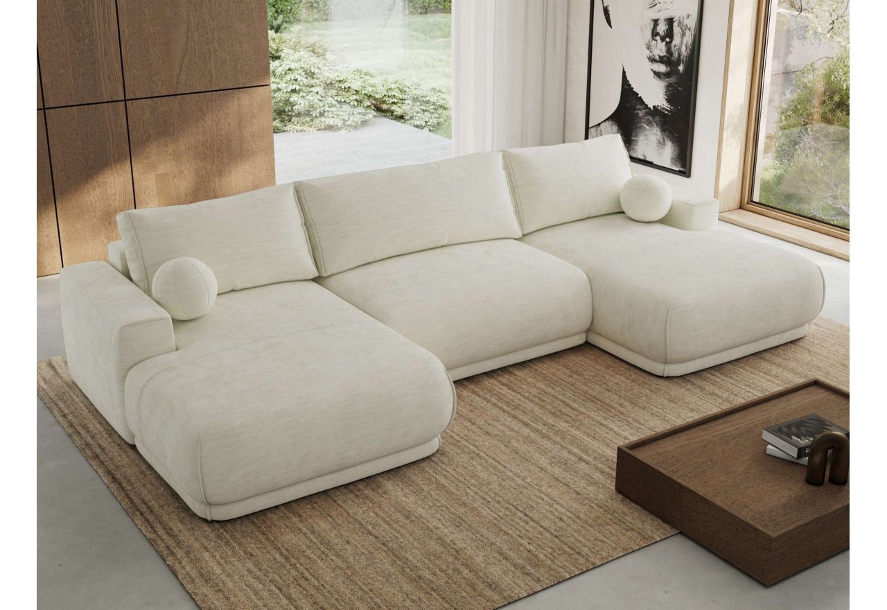 Narożnik RINA U - uniwersalny - kremowy, szenil gładki