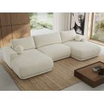 Narożnik RINA U - uniwersalny - kremowy, szenil gładki