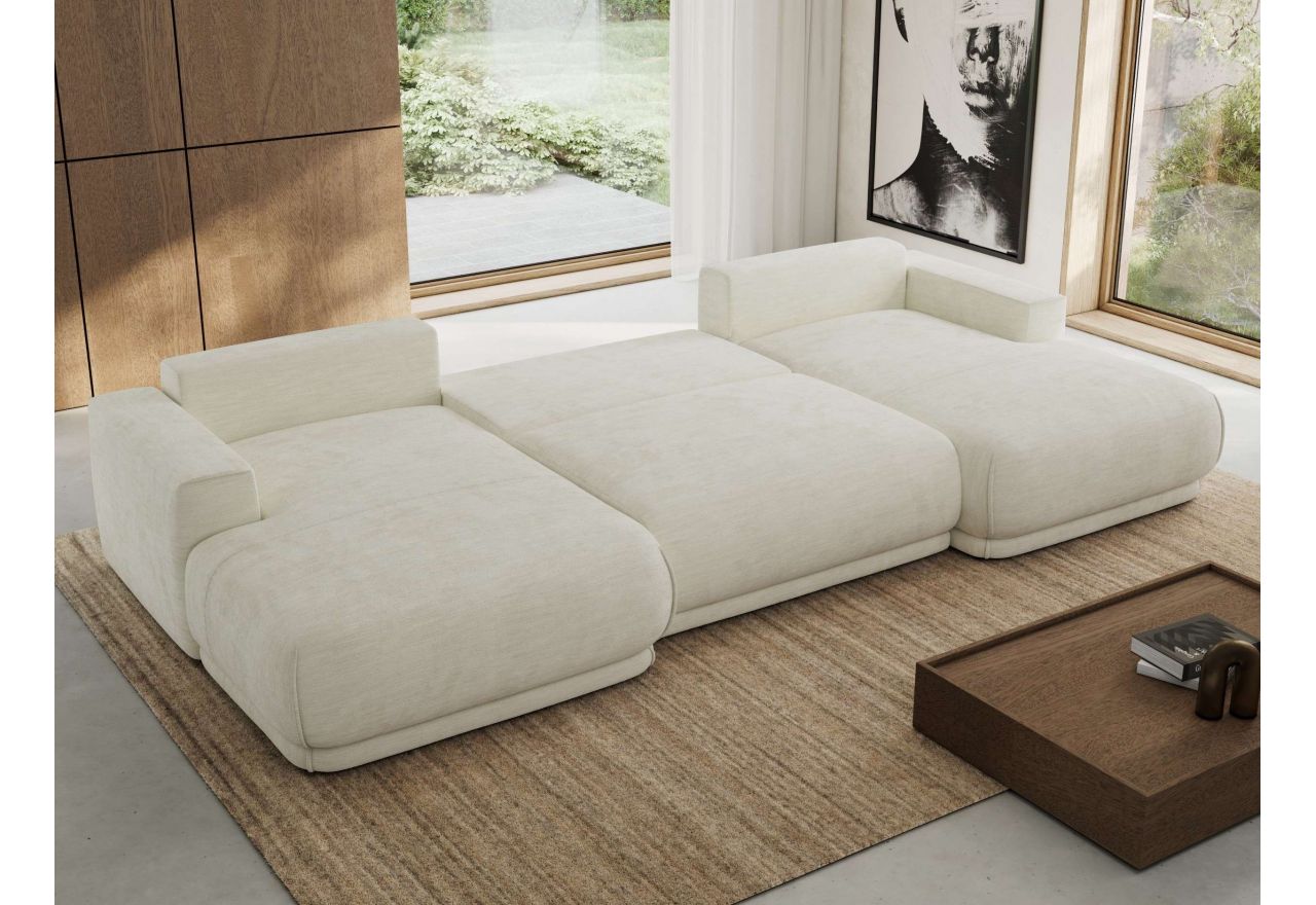 Narożnik RINA U - uniwersalny - kremowy, szenil gładki