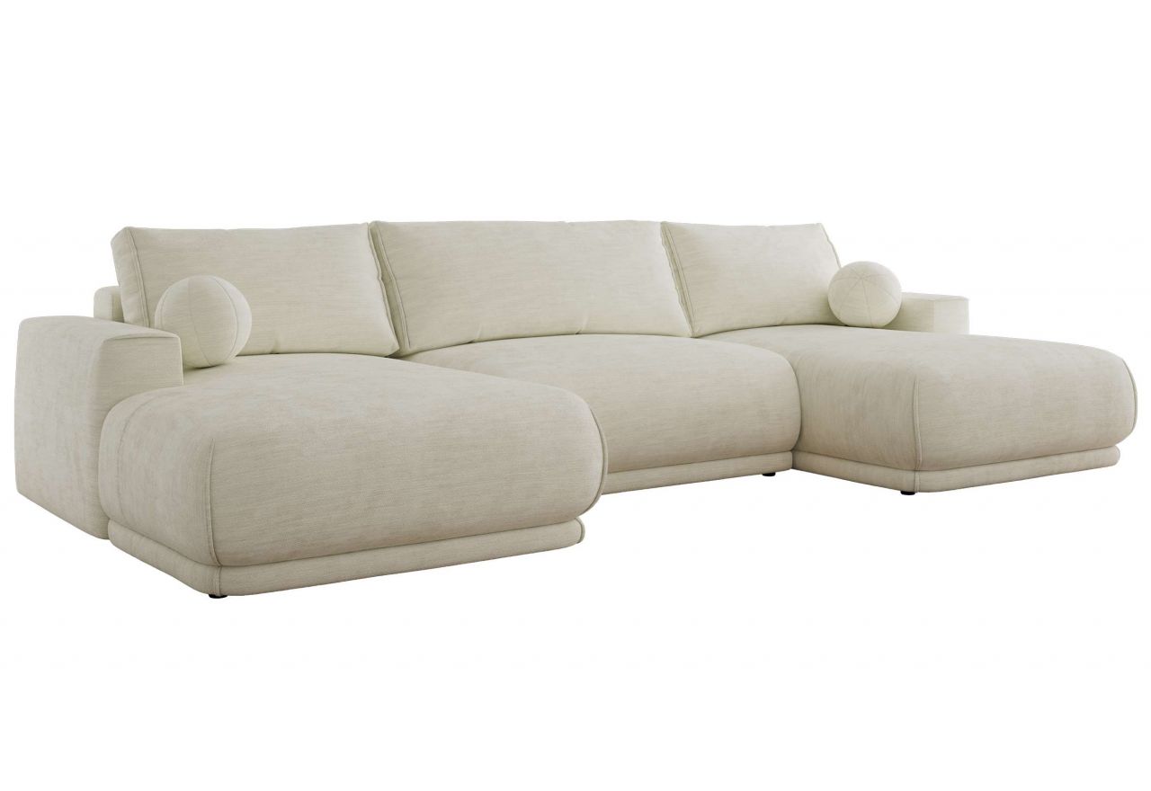 Narożnik RINA U - uniwersalny - kremowy, szenil gładki