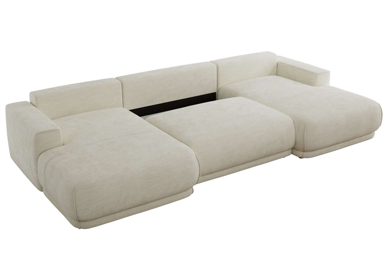 Narożnik RINA U - uniwersalny - kremowy, szenil gładki