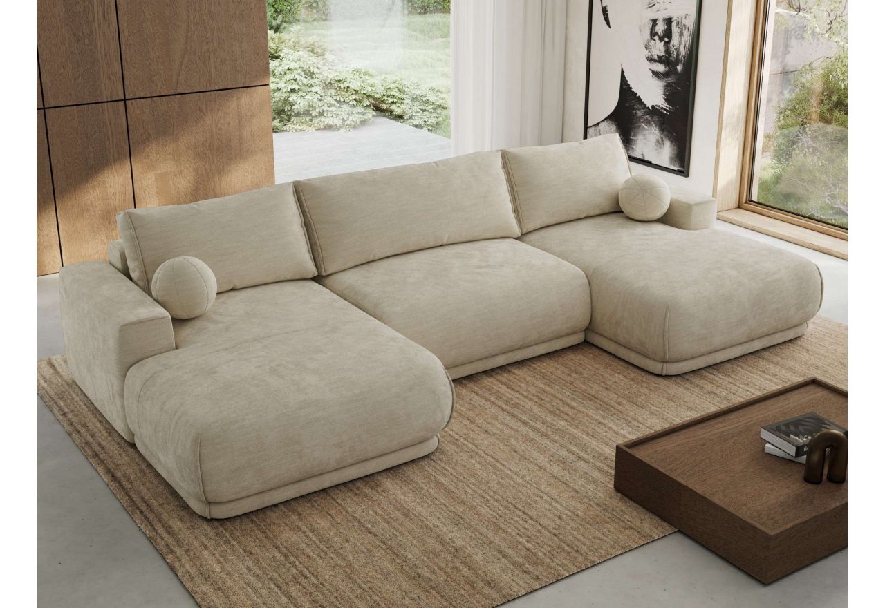 Narożnik RINA U - uniwersalny - beżowy, szenil gładki