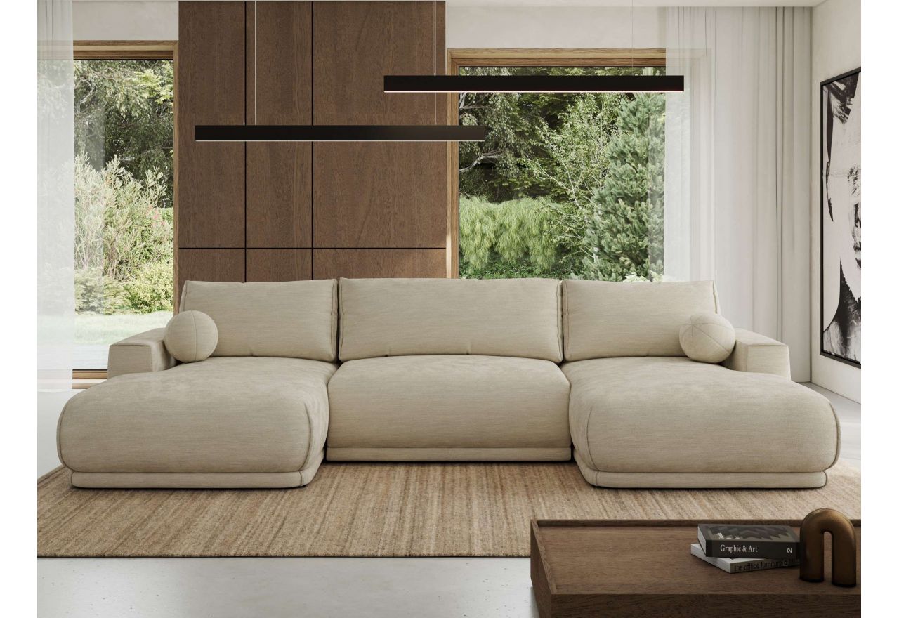 Narożnik RINA U - uniwersalny - beżowy, szenil gładki