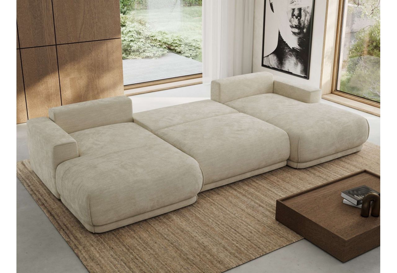 Narożnik RINA U - uniwersalny - beżowy, szenil gładki