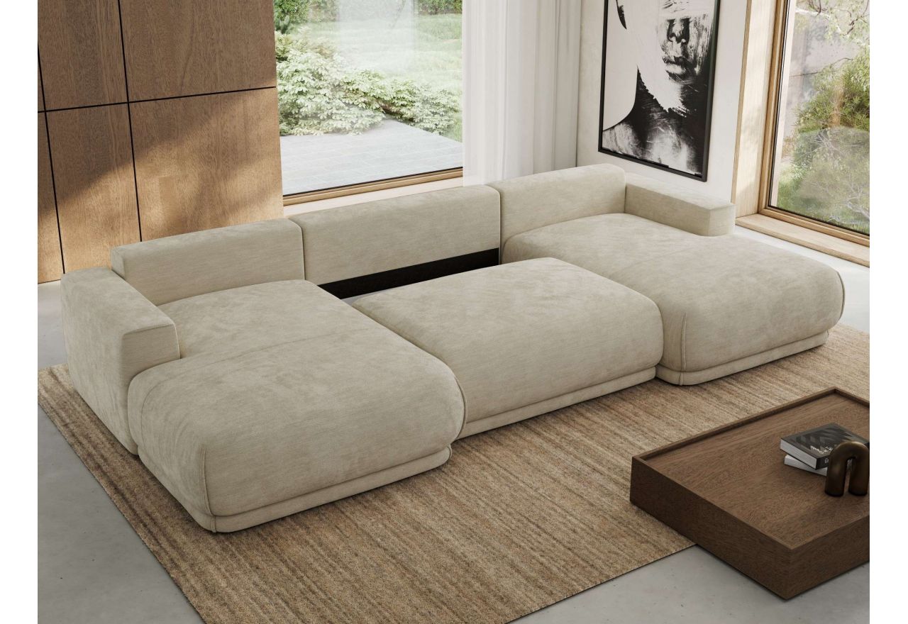 Narożnik RINA U - uniwersalny - beżowy, szenil gładki