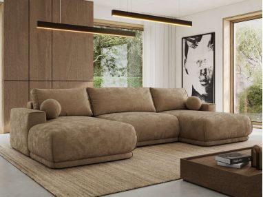 Narożnik RINA U - uniwersalny - brązowy, szenil gładki