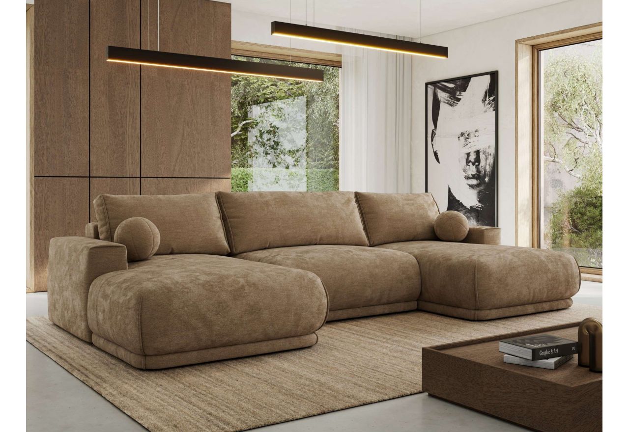 Narożnik RINA U - uniwersalny - brązowy, szenil gładki