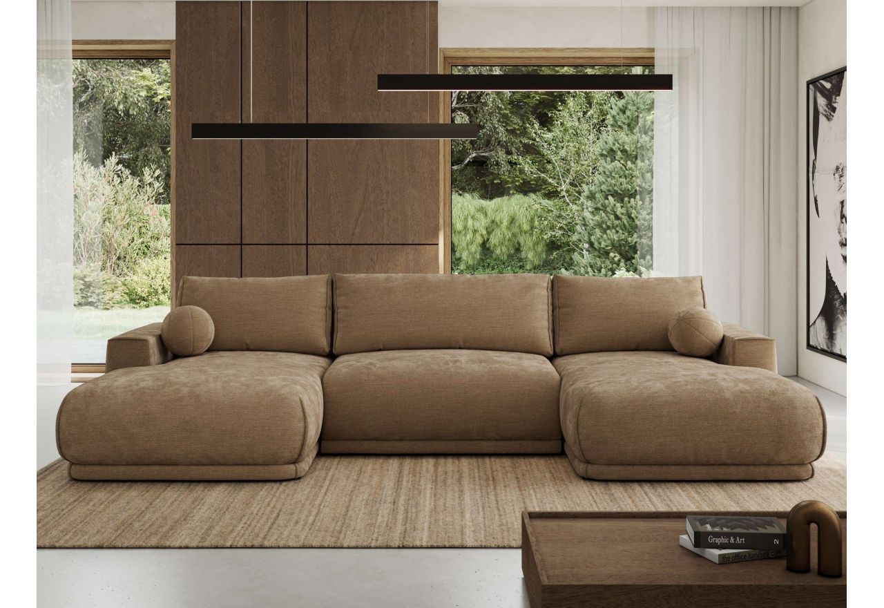 Narożnik RINA U - uniwersalny - brązowy, szenil gładki