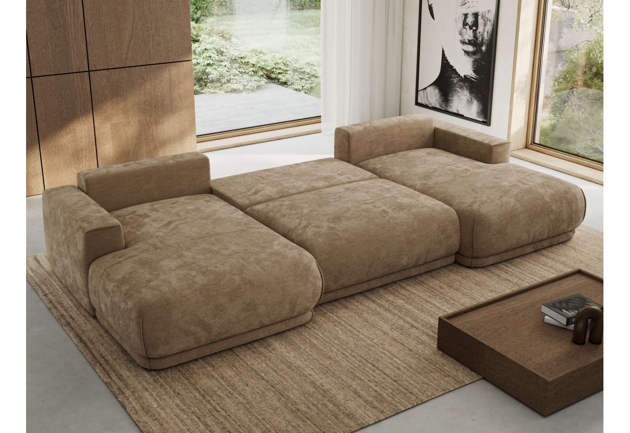 Narożnik RINA U - uniwersalny - brązowy, szenil gładki