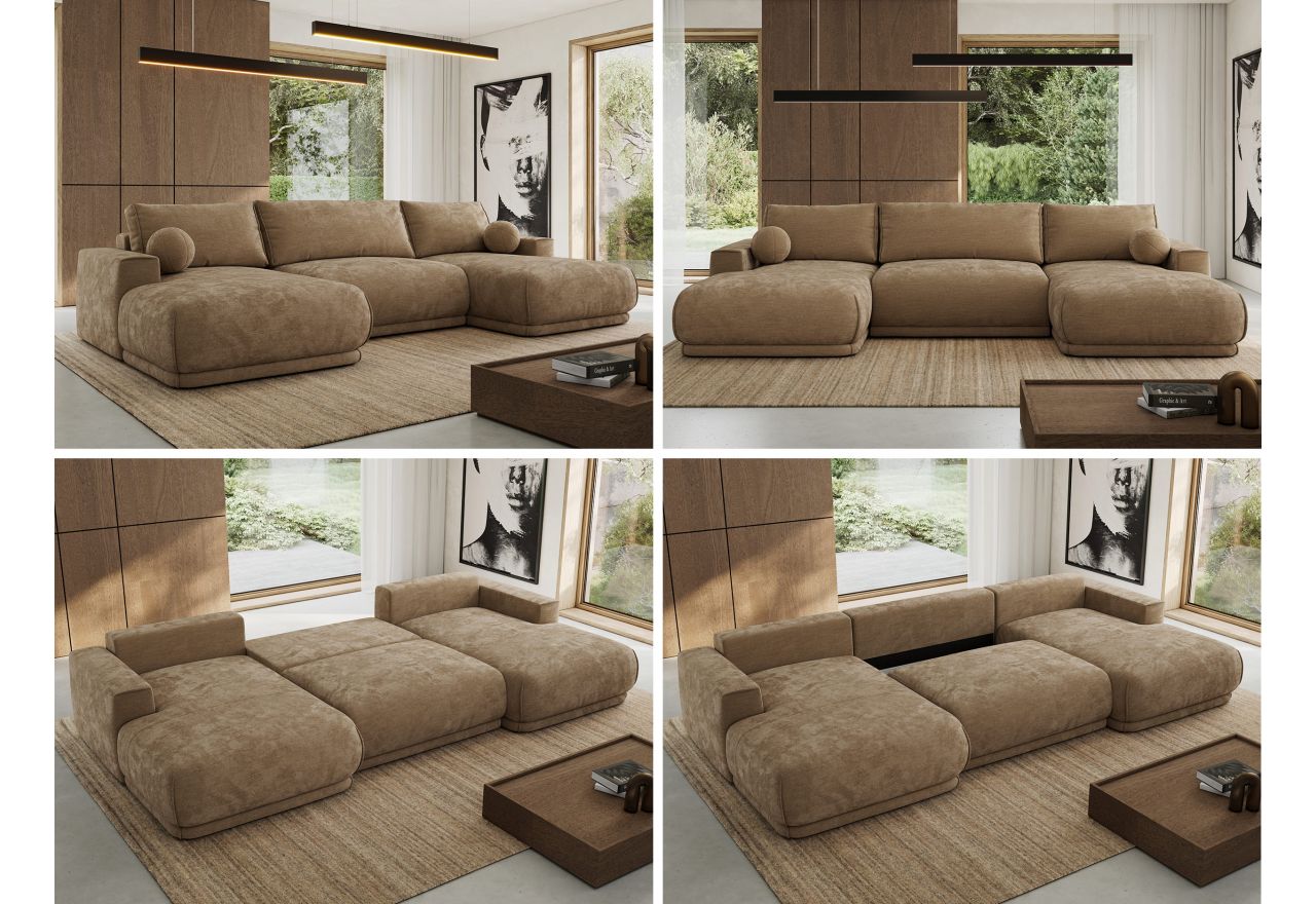 Narożnik RINA U - uniwersalny - brązowy, szenil gładki