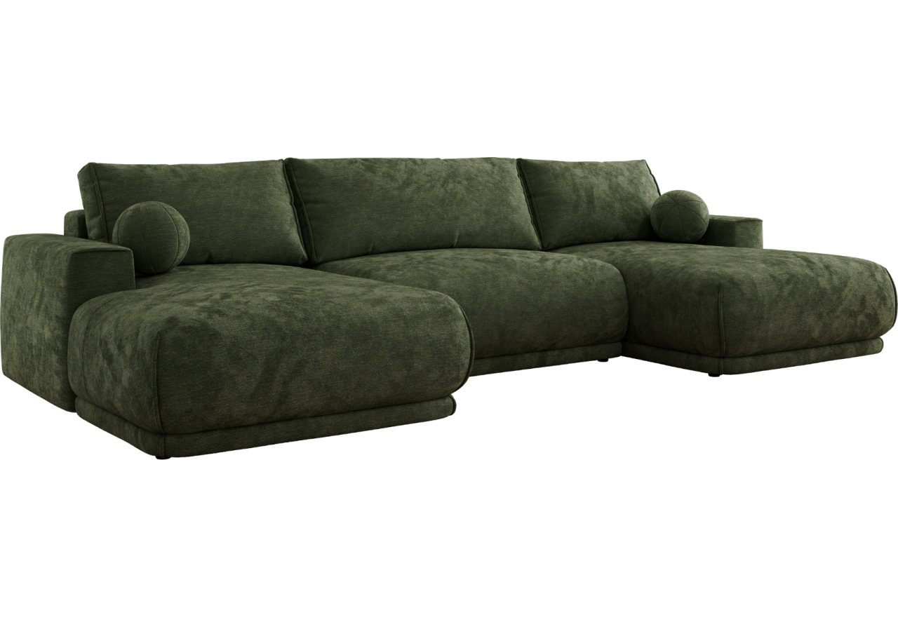 Narożnik RINA U - uniwersalny - ciemnozielony, szenil gładki