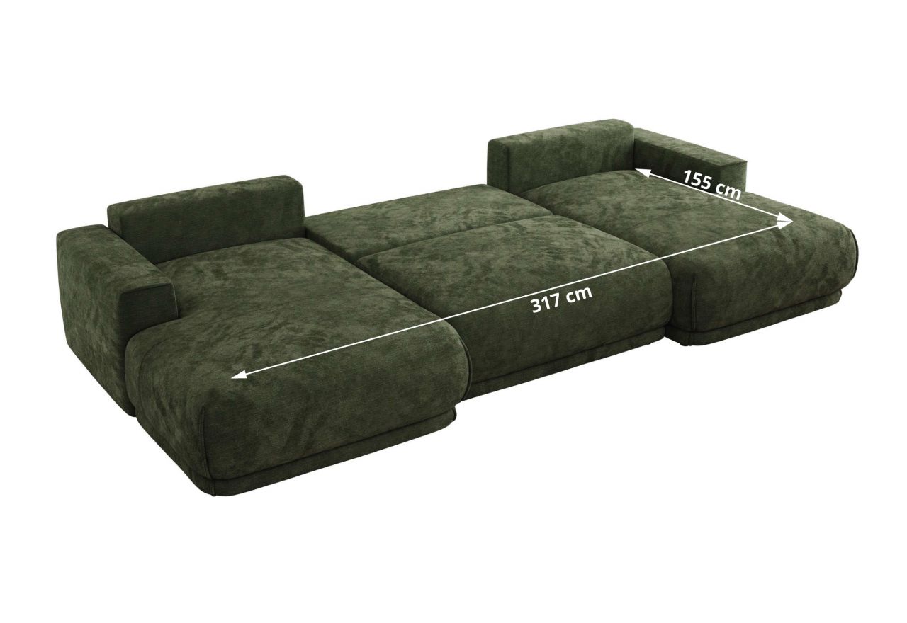 Narożnik RINA U - uniwersalny - ciemnozielony, szenil gładki