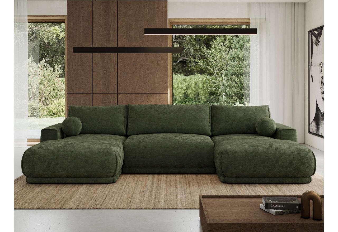 Narożnik RINA U - uniwersalny - ciemnozielony, szenil gładki