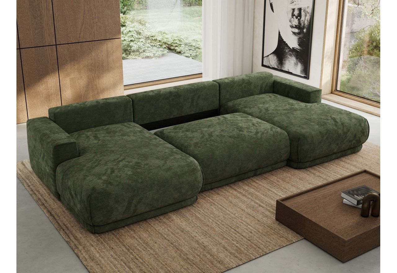 Narożnik RINA U - uniwersalny - ciemnozielony, szenil gładki