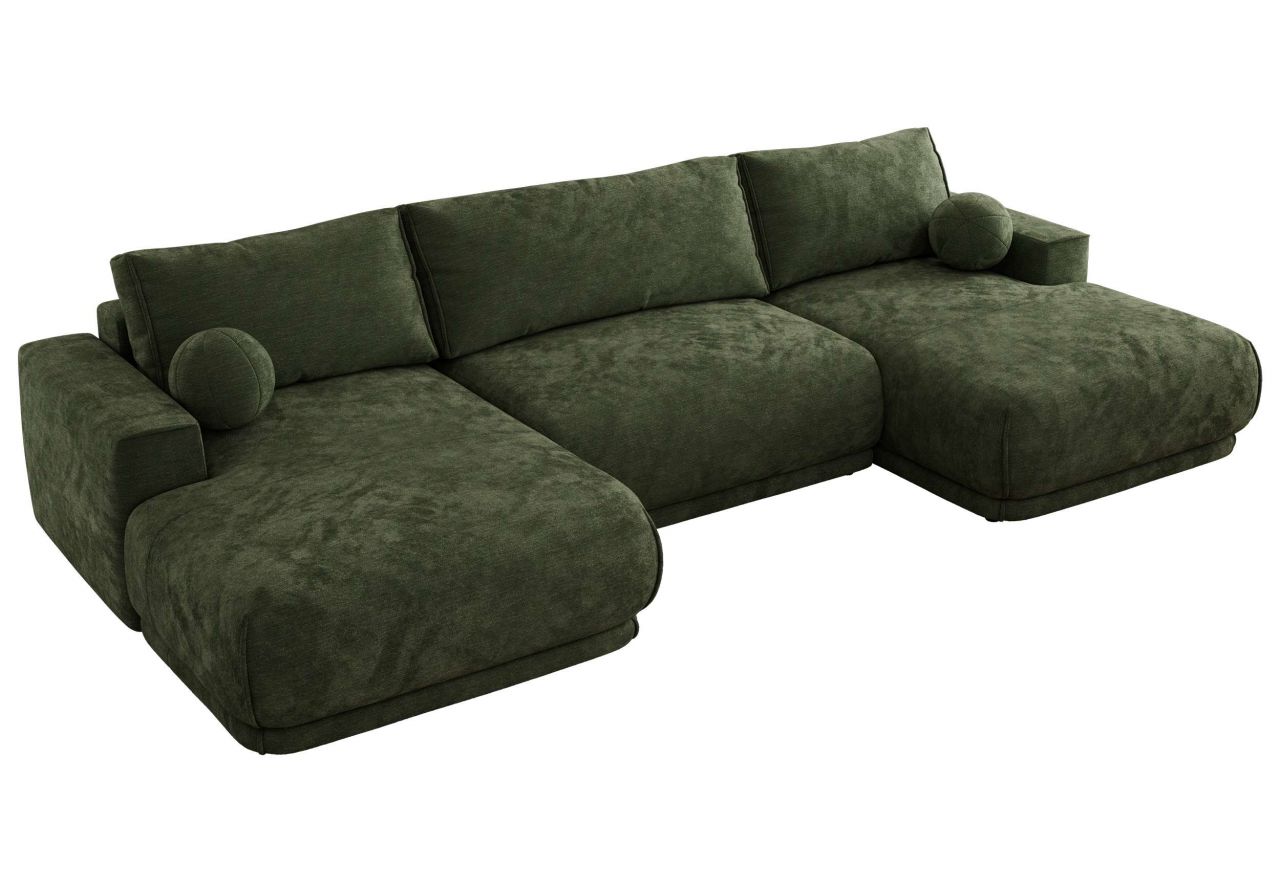 Narożnik RINA U - uniwersalny - ciemnozielony, szenil gładki