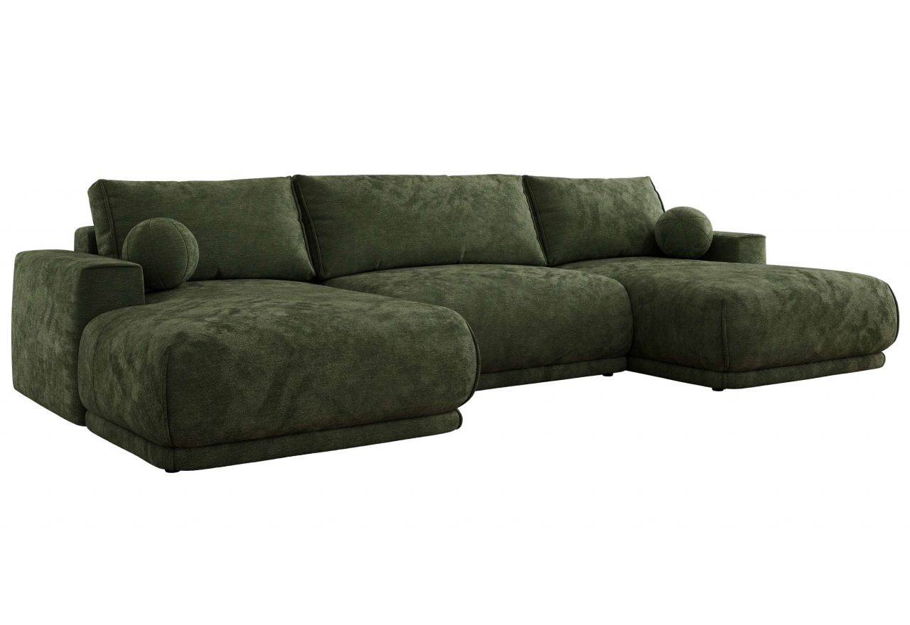 Narożnik RINA U - uniwersalny - ciemnozielony, szenil gładki