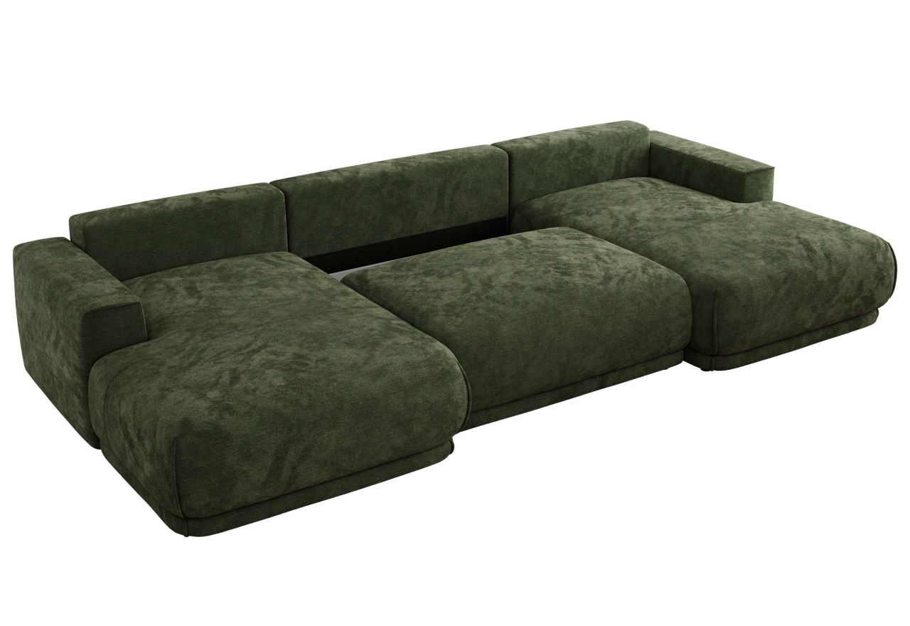 Narożnik RINA U - uniwersalny - ciemnozielony, szenil gładki