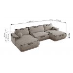 Narożnik RINA U - uniwersalny - jasnoszary, szenil gładki