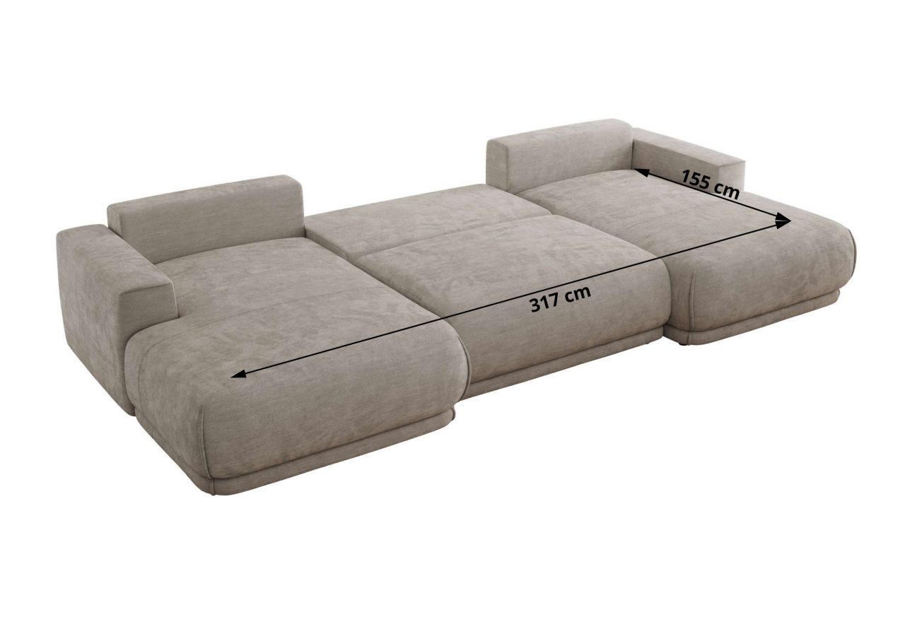 Narożnik RINA U - uniwersalny - jasnoszary, szenil gładki