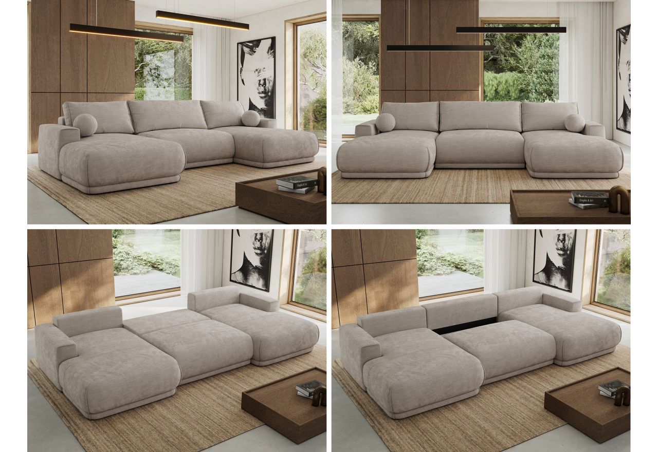 Narożnik RINA U - uniwersalny - jasnoszary, szenil gładki