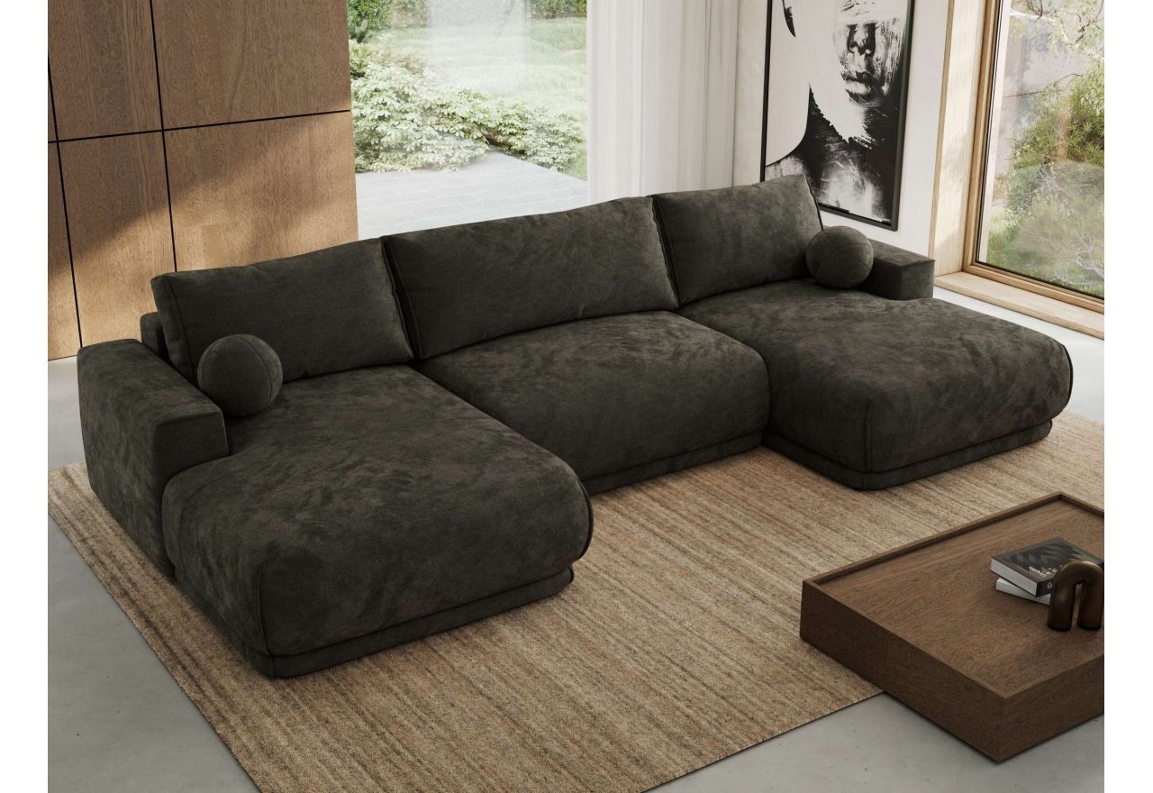 Narożnik RINA U - uniwersalny - ciemnoszary, szenil gładki