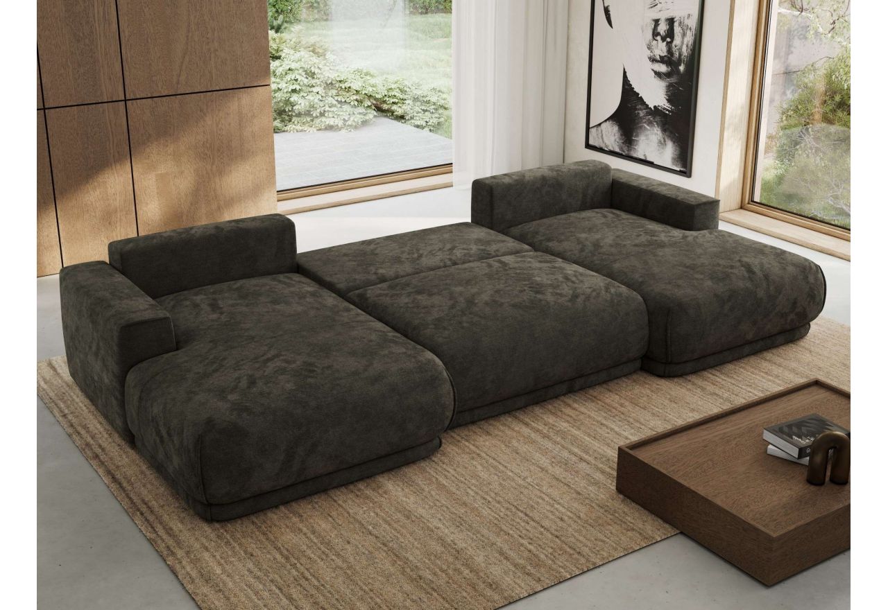 Narożnik RINA U - uniwersalny - ciemnoszary, szenil gładki