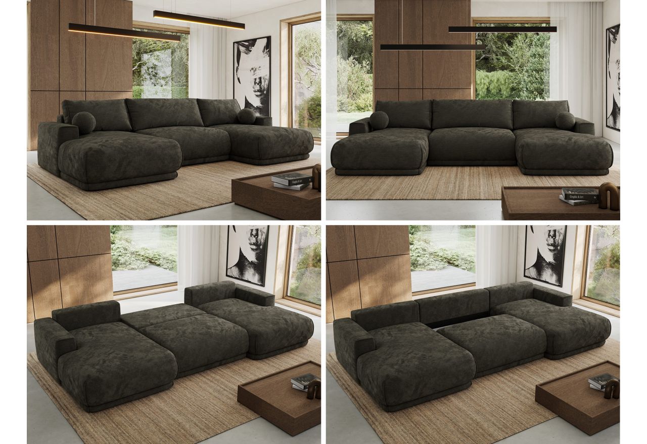 Narożnik RINA U - uniwersalny - ciemnoszary, szenil gładki