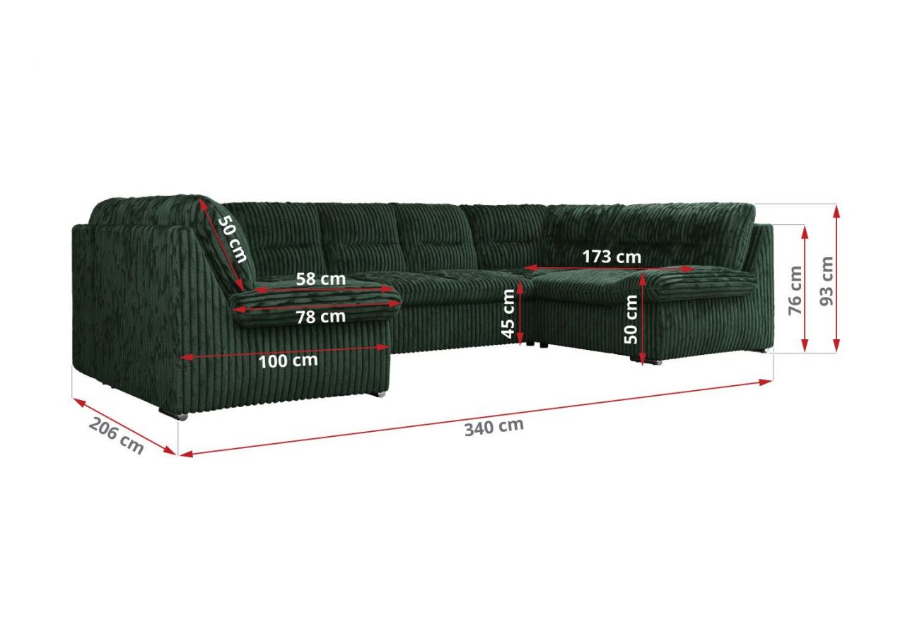 Narożnik COMODO U - Tilia 39 - zielony - OUTLETU