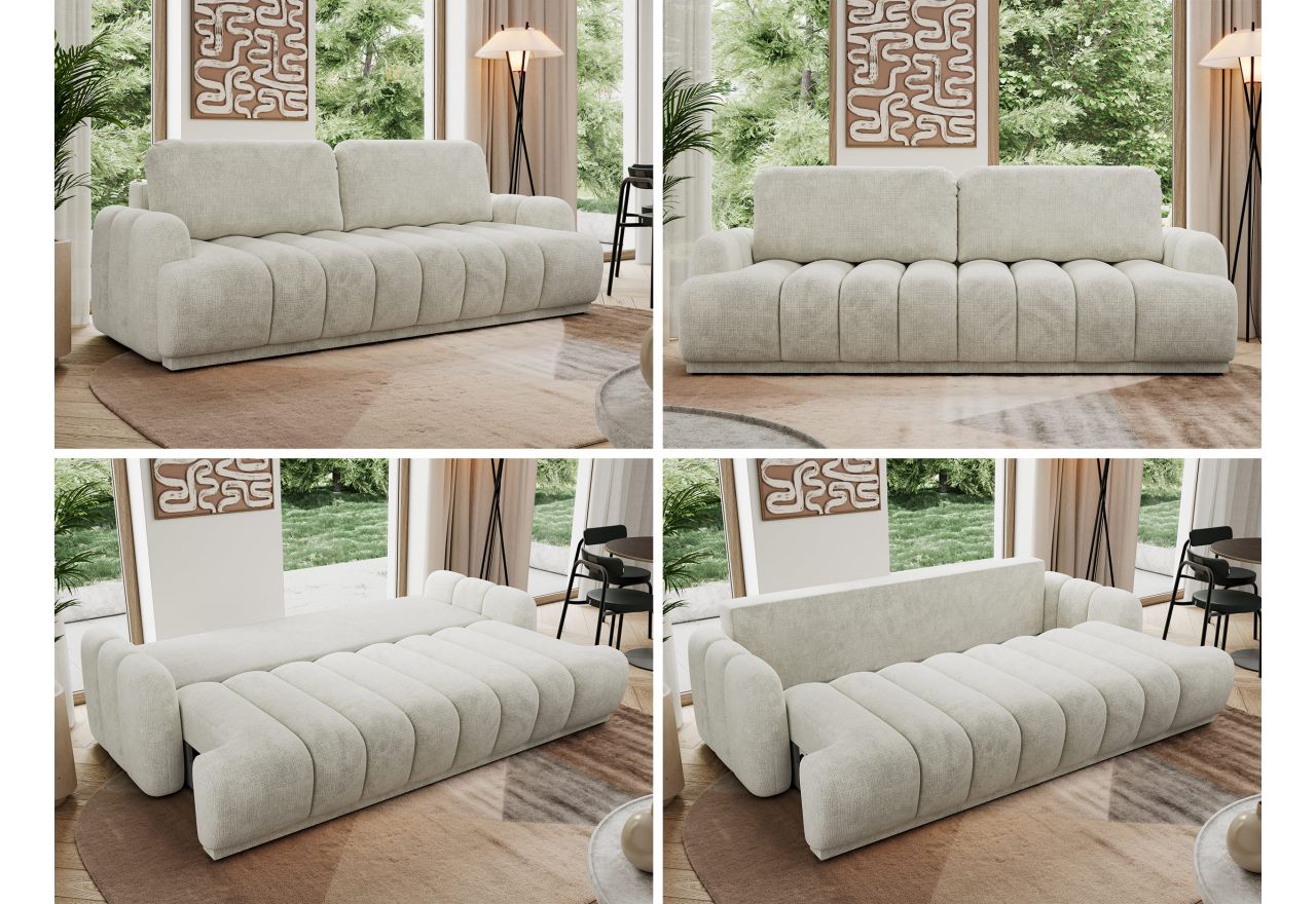 Sofa ACCORIDO - kremowy, szenil grubo tkany
