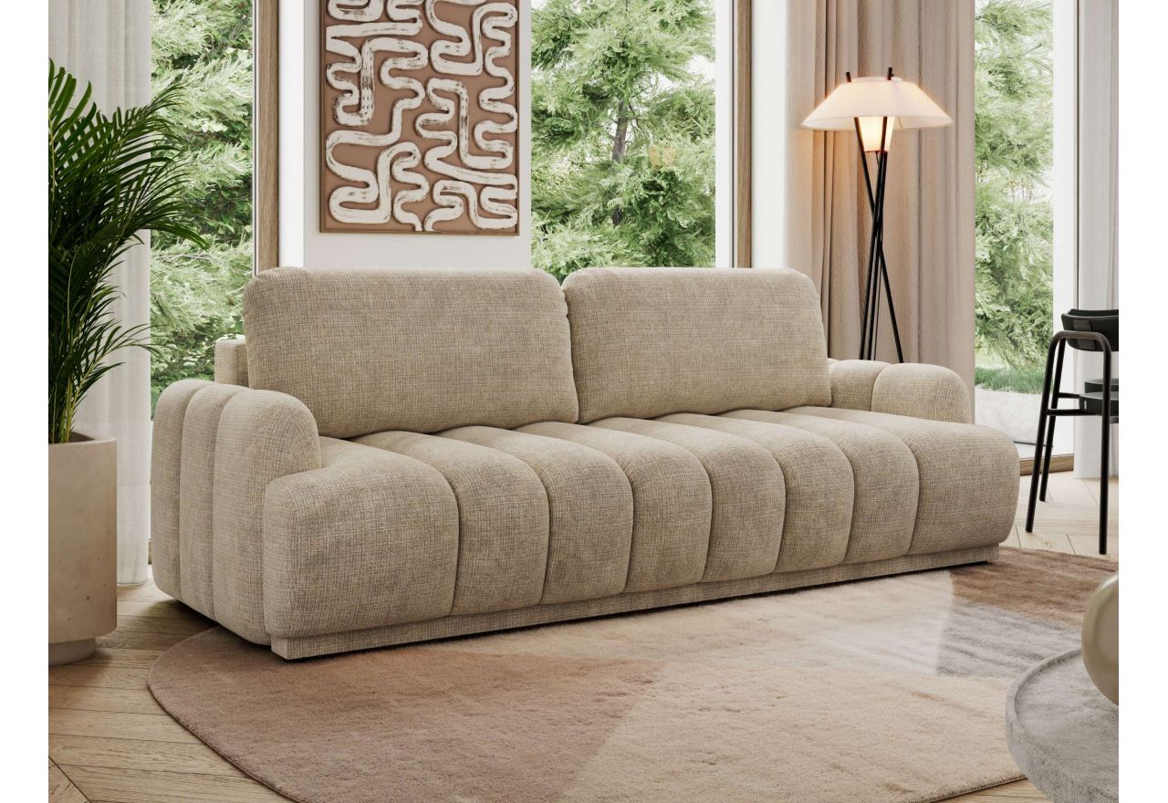 Sofa ACCORIDO - beżowy, szenil grubo tkany