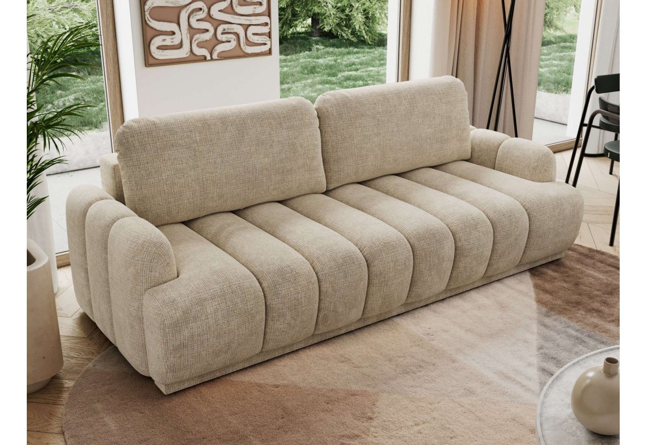Sofa ACCORIDO - beżowy, szenil grubo tkany