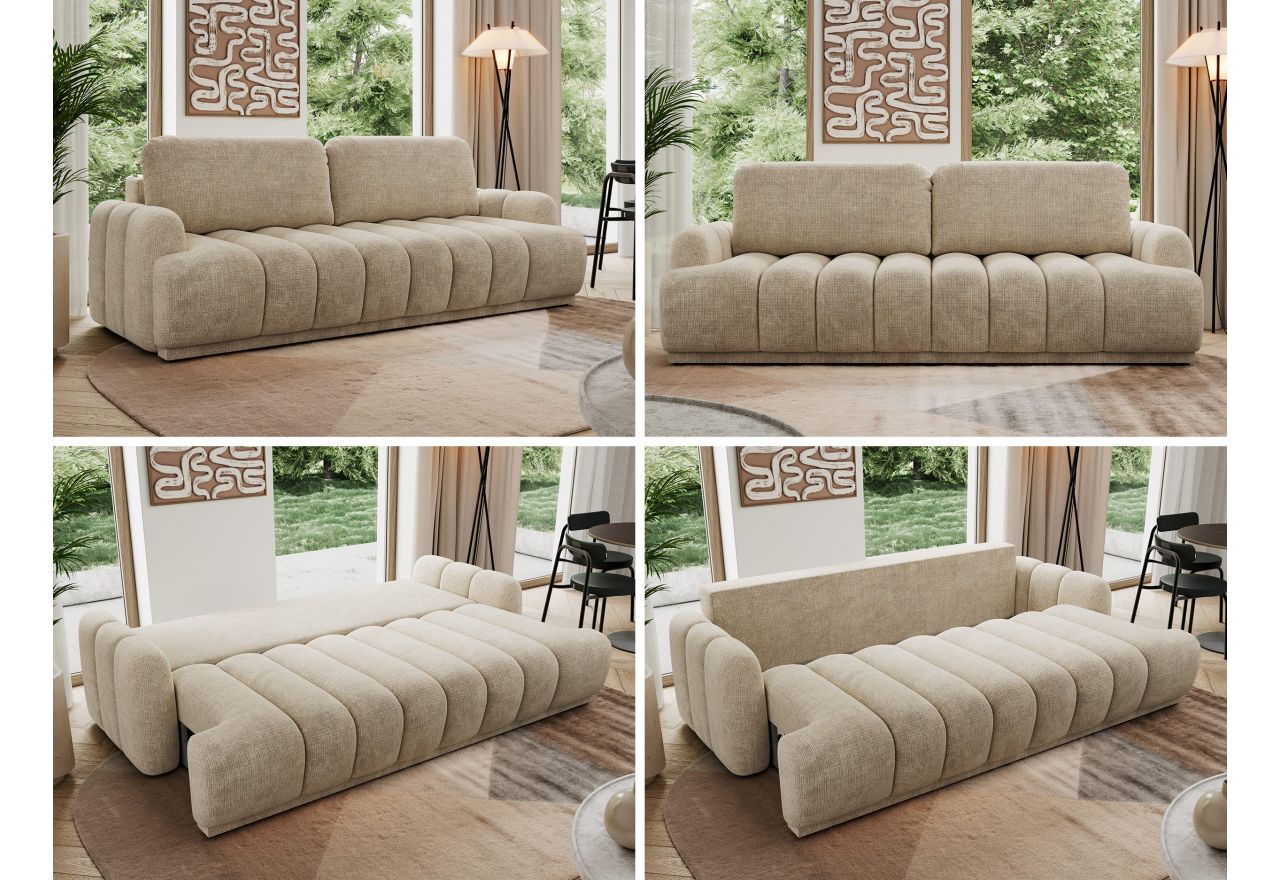 Sofa ACCORIDO - beżowy, szenil grubo tkany