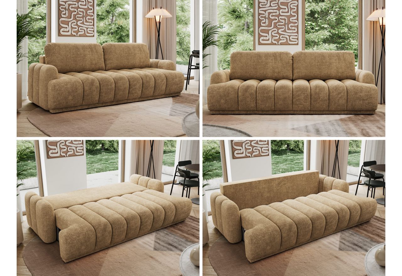 Sofa ACCORIDO - jasnobrązowy, szenil grubo tkany