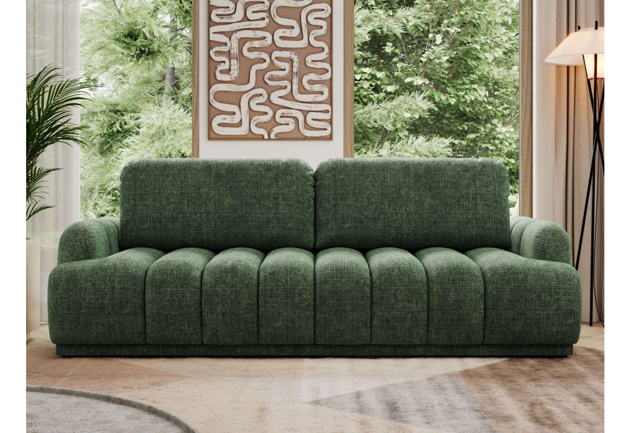 Sofa ACCORIDO - ciemnozielony, szenil grubo tkany