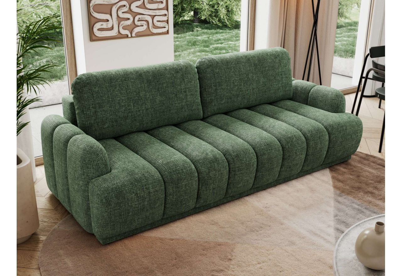 Sofa ACCORIDO - ciemnozielony, szenil grubo tkany