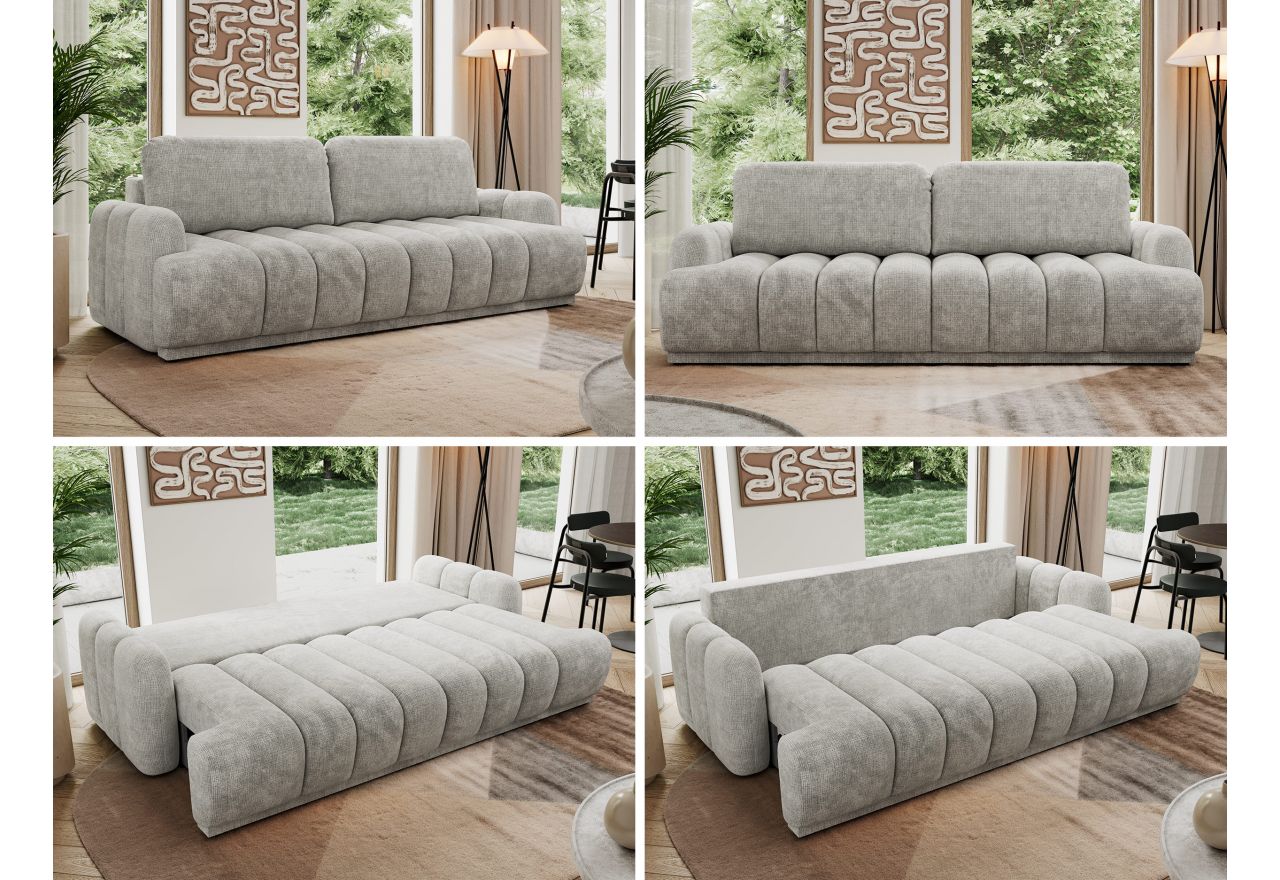 Sofa ACCORIDO - jasnoszary, szenil grubo tkany