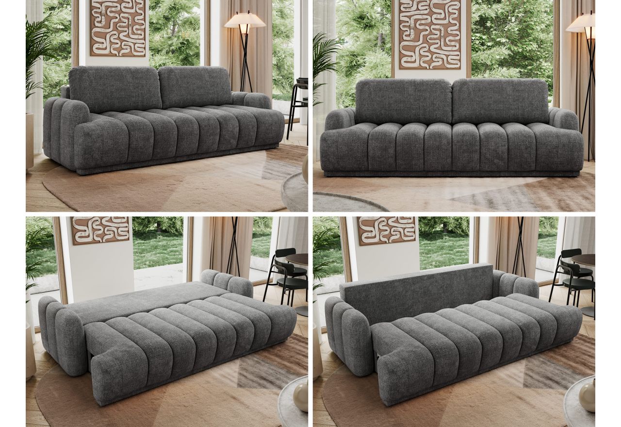 Sofa ACCORIDO - ciemnoszary, szenil grubo tkany