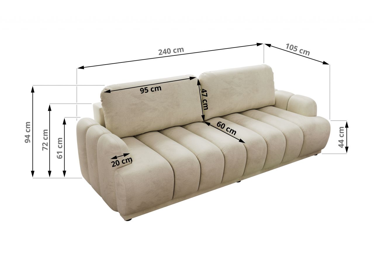 Sofa ACCORIDO - kremowy, welwet