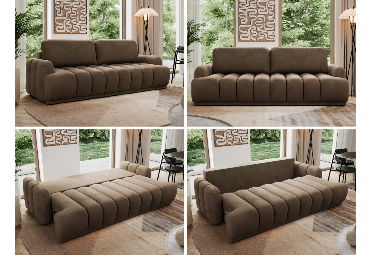 Sofa ACCORIDO - brązowy, welwet