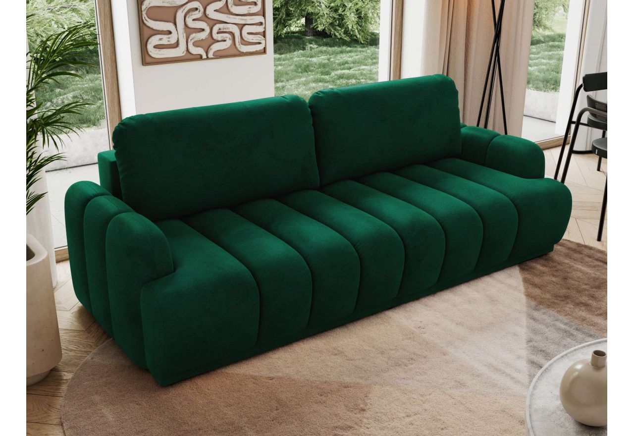 Sofa ACCORIDO - ciemnozielony, welwet