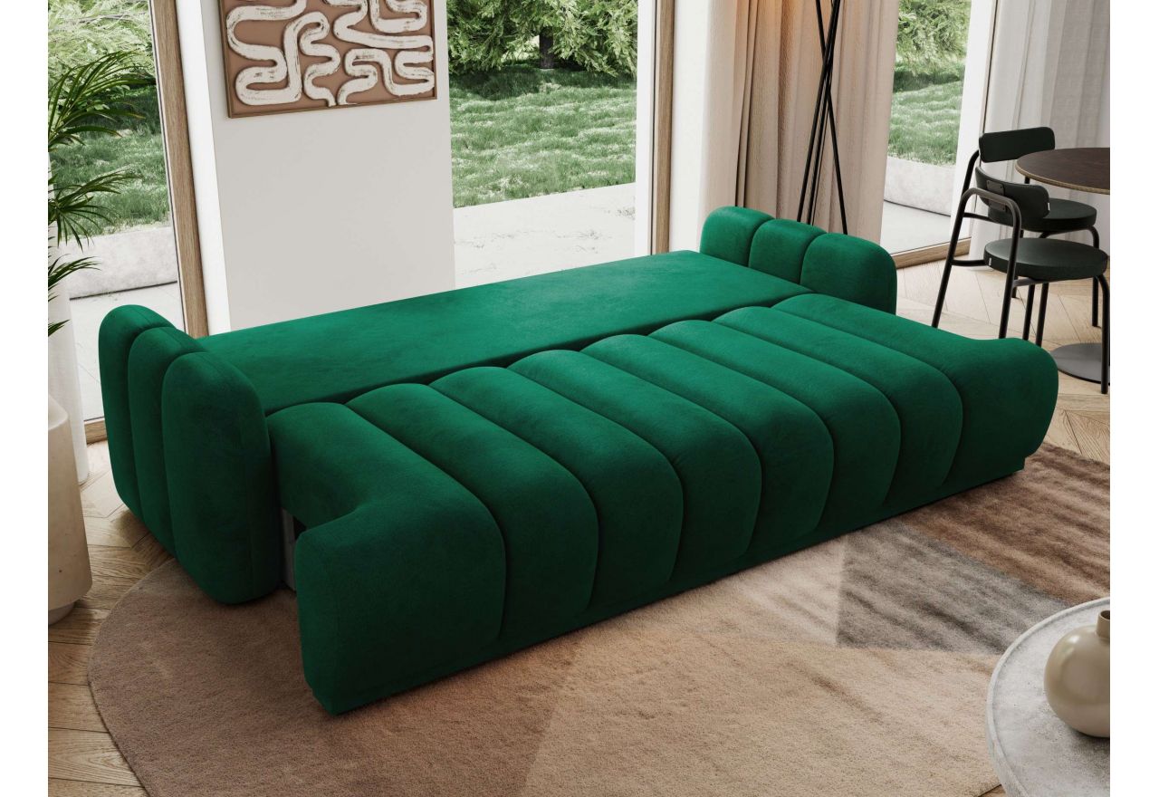 Sofa ACCORIDO - ciemnozielony, welwet