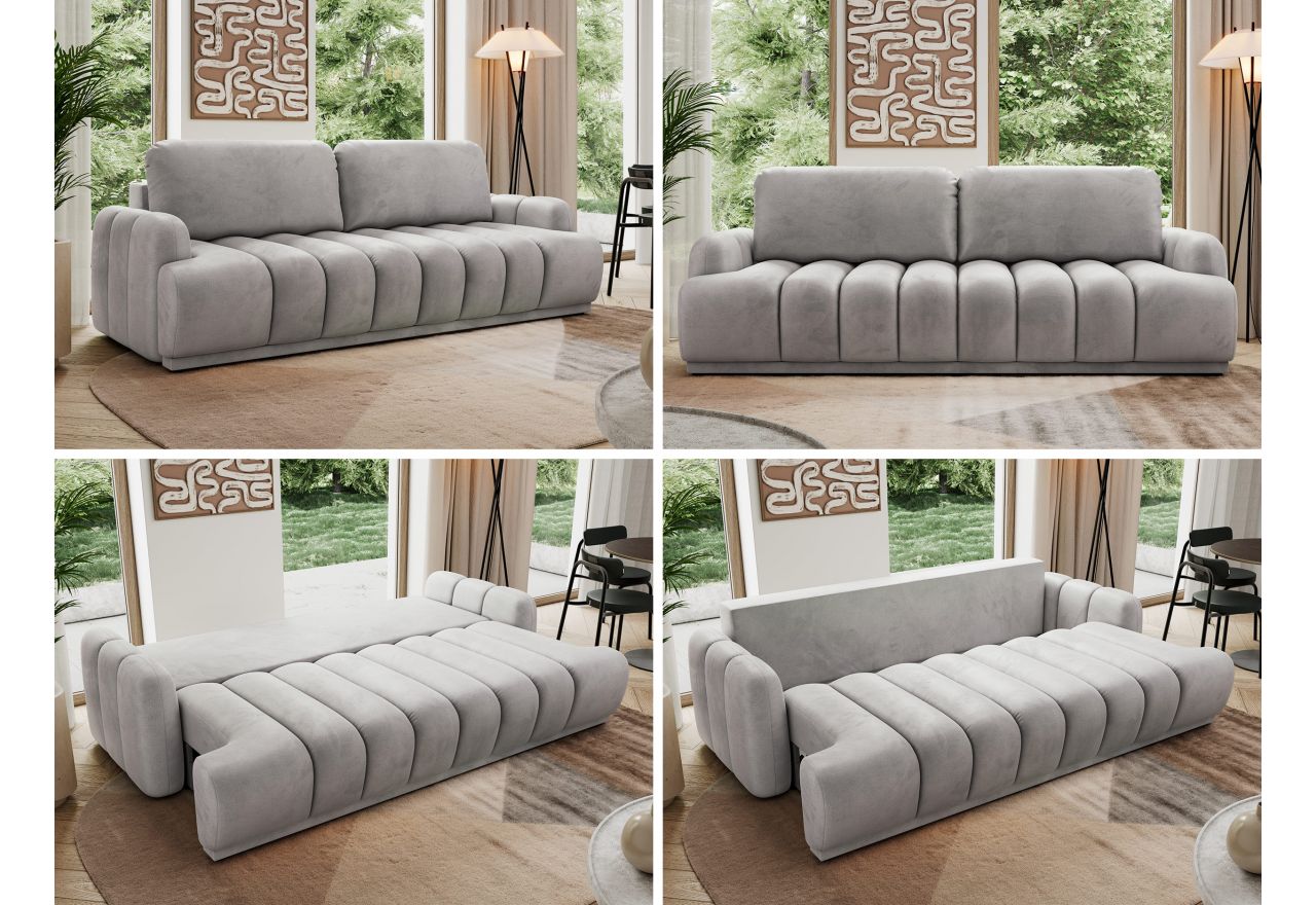 Sofa ACCORIDO - jasnoszary, welwet
