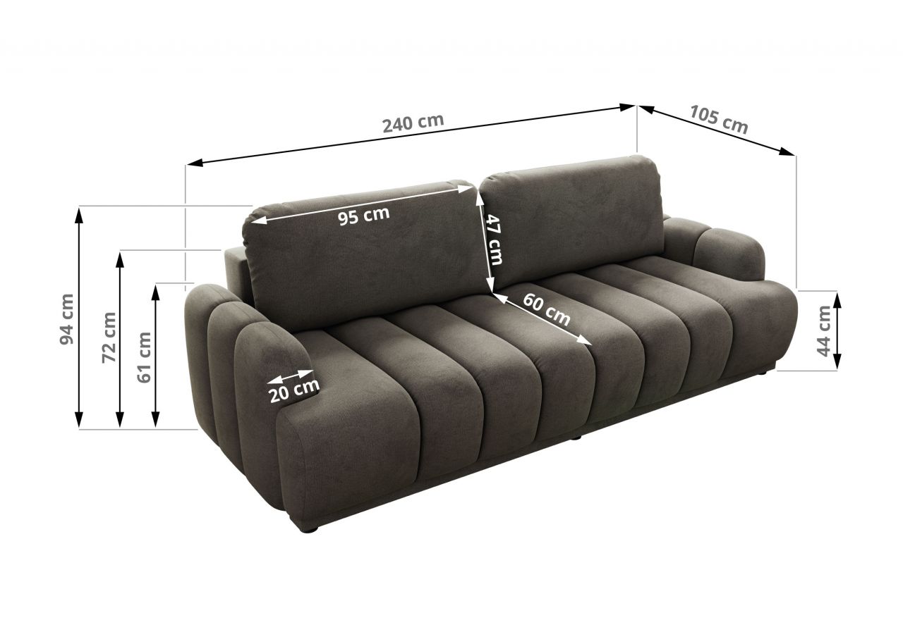 Sofa ACCORIDO - ciemnoszary, welwet
