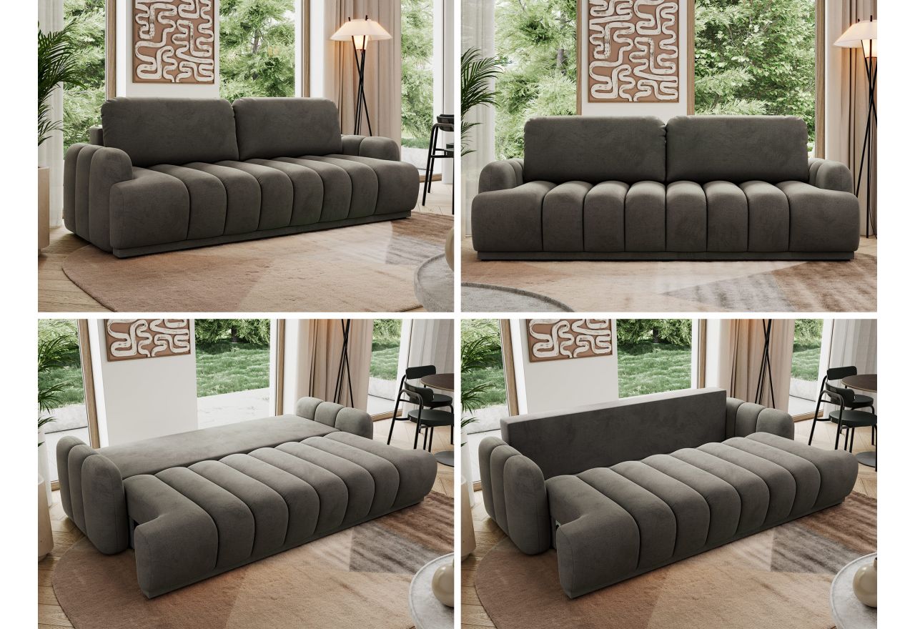 Sofa ACCORIDO - ciemnoszary, welwet
