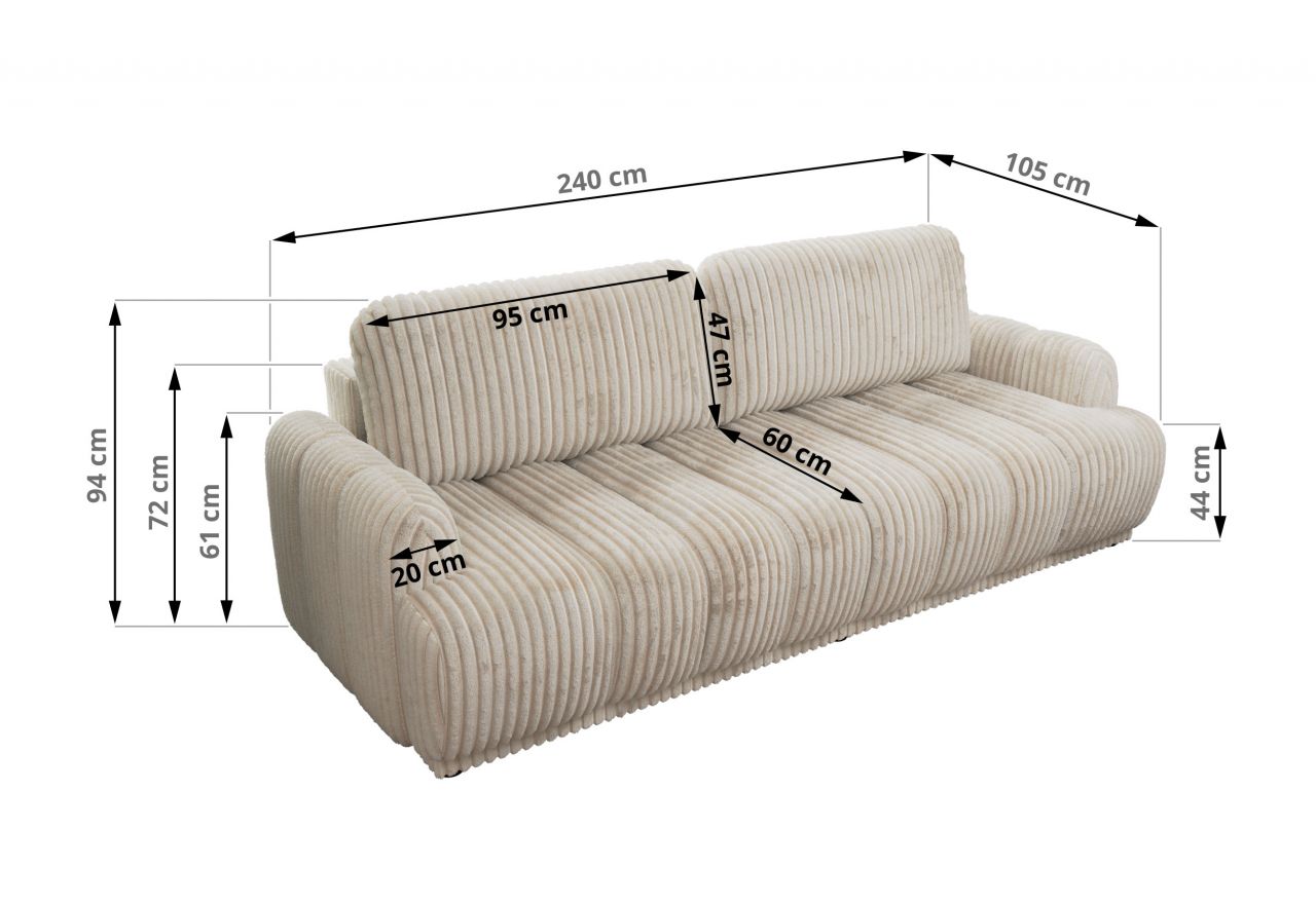 Sofa ACCORIDO - beżowy, sztruks