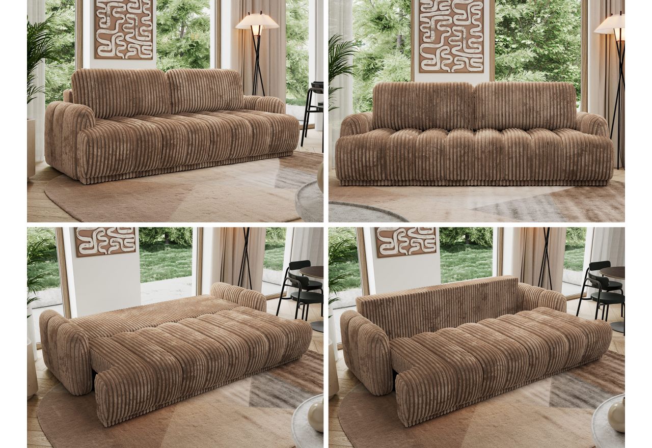 Sofa ACCORIDO - brązowy, sztruks