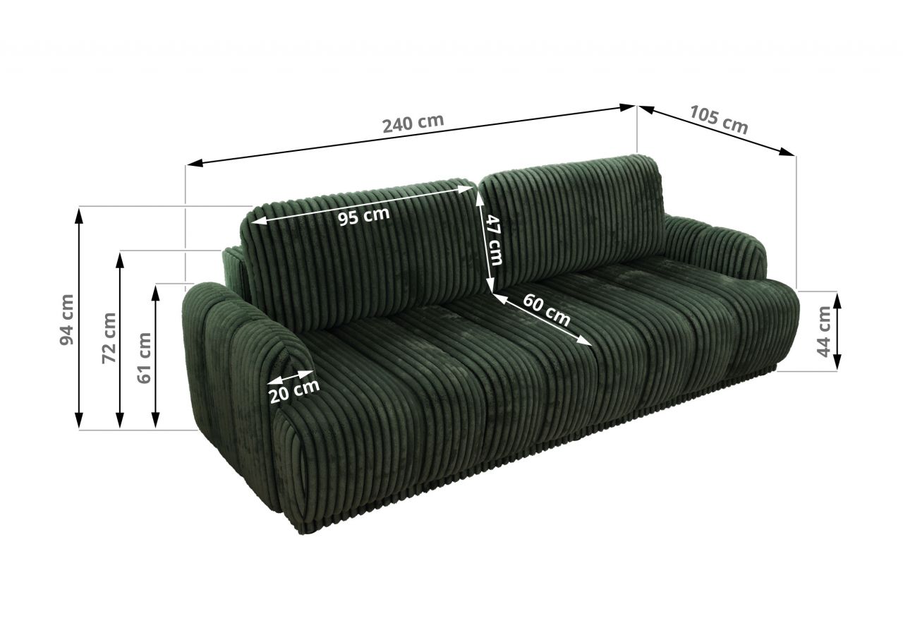 Sofa ACCORIDO - ciemnozielony, sztruks